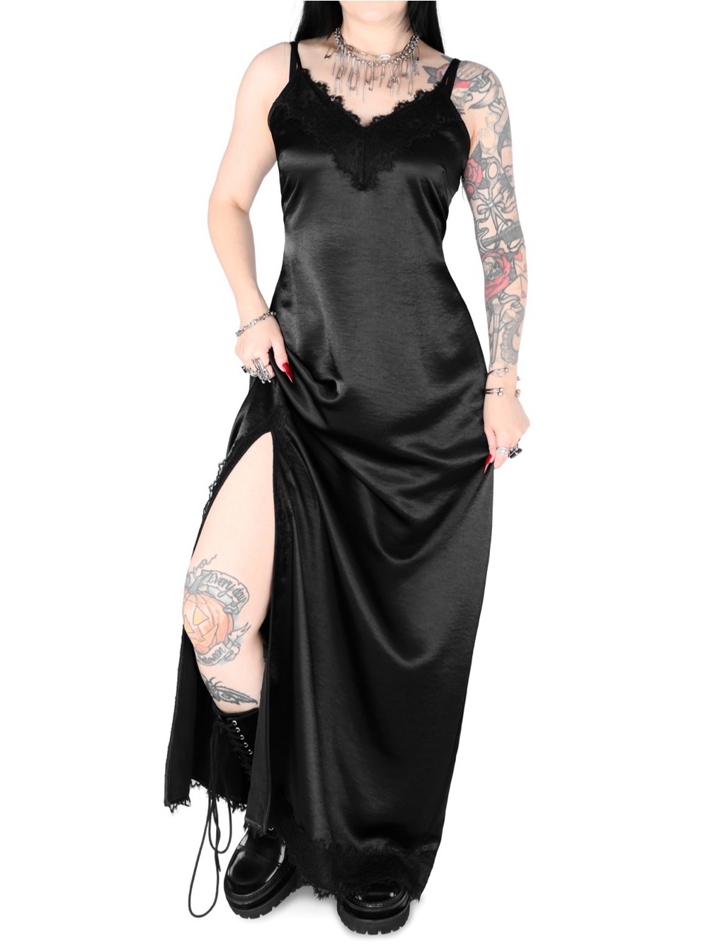 Foxblood Sasha Satin Maxi Slip Dress